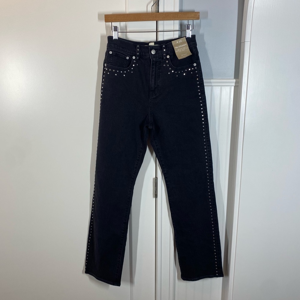 NWT Madewell Limited-Edition‎ Drop: The Studded '90s Straight Jean size 26 black - Picture 2 of 10